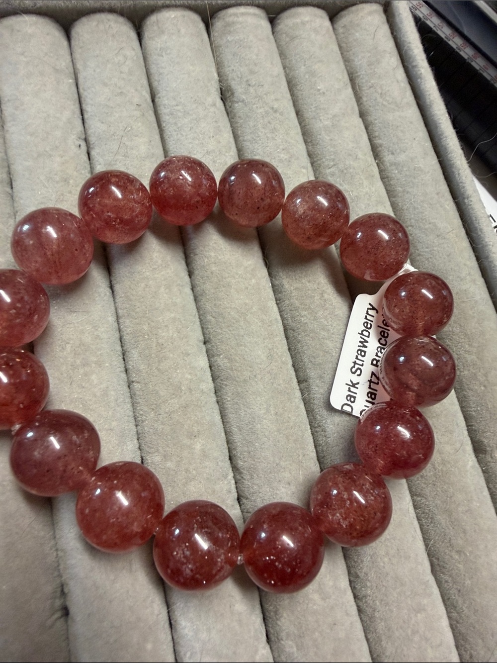 Dark Strawberry quartz Beaded Stretch Bracelet - Women Jewelry12 mm